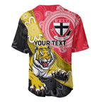 Personalised Richmond And St Kilda Football Baseball Jersey Tigers Saints Together Aboriginal Art