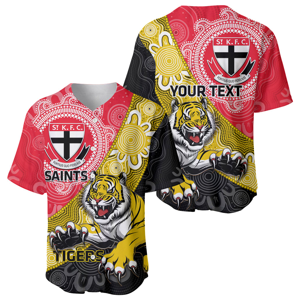 Personalised Richmond And St Kilda Football Baseball Jersey Tigers Saints Together Aboriginal Art