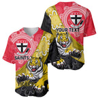 Personalised Richmond And St Kilda Football Baseball Jersey Tigers Saints Together Aboriginal Art