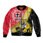 Personalised Richmond And St Kilda Football Bomber Jacket Tigers Saints Together Aboriginal Art