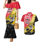 Personalised Richmond And St Kilda Football Couples Matching Mermaid Dress and Hawaiian Shirt Tigers Saints Together Aboriginal Art