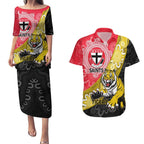 Personalised Richmond And St Kilda Football Couples Matching Puletasi and Hawaiian Shirt Tigers Saints Together Aboriginal Art