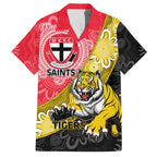 Personalised Richmond And St Kilda Football Family Matching Long Sleeve Bodycon Dress and Hawaiian Shirt Tigers Saints Together Aboriginal Art