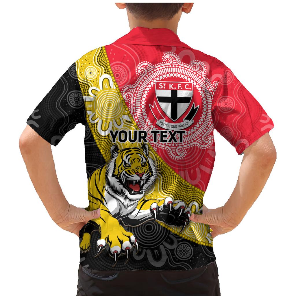 Personalised Richmond And St Kilda Football Family Matching Mermaid Dress and Hawaiian Shirt Tigers Saints Together Aboriginal Art