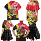 Personalised Richmond And St Kilda Football Family Matching Mermaid Dress and Hawaiian Shirt Tigers Saints Together Aboriginal Art