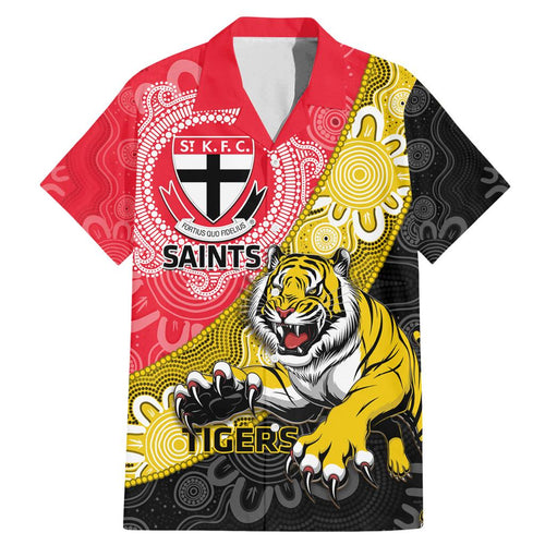 Personalised Richmond And St Kilda Football Family Matching Mermaid Dress and Hawaiian Shirt Tigers Saints Together Aboriginal Art