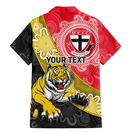 Personalised Richmond And St Kilda Football Family Matching Mermaid Dress and Hawaiian Shirt Tigers Saints Together Aboriginal Art