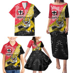Personalised Richmond And St Kilda Football Family Matching Puletasi and Hawaiian Shirt Tigers Saints Together Aboriginal Art