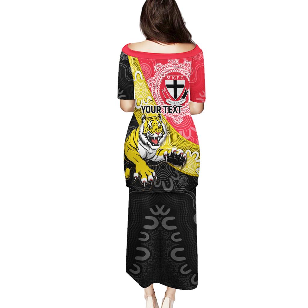 Personalised Richmond And St Kilda Football Family Matching Puletasi and Hawaiian Shirt Tigers Saints Together Aboriginal Art