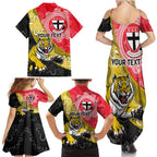 Personalised Richmond And St Kilda Football Family Matching Summer Maxi Dress and Hawaiian Shirt Tigers Saints Together Aboriginal Art