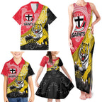 Personalised Richmond And St Kilda Football Family Matching Tank Maxi Dress and Hawaiian Shirt Tigers Saints Together Aboriginal Art