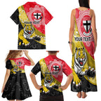 Personalised Richmond And St Kilda Football Family Matching Tank Maxi Dress and Hawaiian Shirt Tigers Saints Together Aboriginal Art
