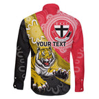Personalised Richmond And St Kilda Football Family Matching Tank Maxi Dress and Hawaiian Shirt Tigers Saints Together Aboriginal Art