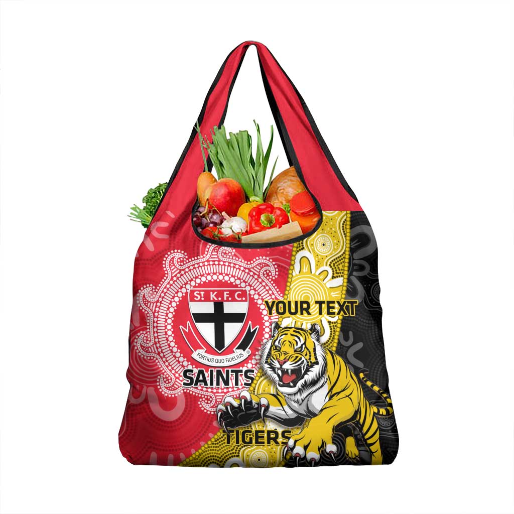 Personalised Richmond And St Kilda Football Grocery Bag Tigers Saints Together Aboriginal Art