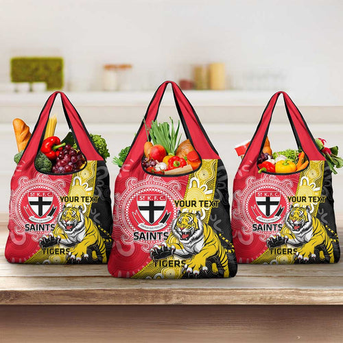 Personalised Richmond And St Kilda Football Grocery Bag Tigers Saints Together Aboriginal Art
