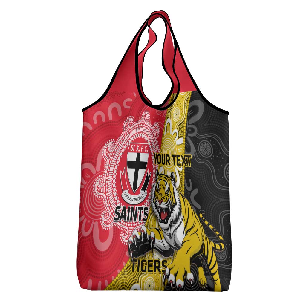 Personalised Richmond And St Kilda Football Grocery Bag Tigers Saints Together Aboriginal Art