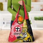 Personalised Richmond And St Kilda Football Grocery Bag Tigers Saints Together Aboriginal Art