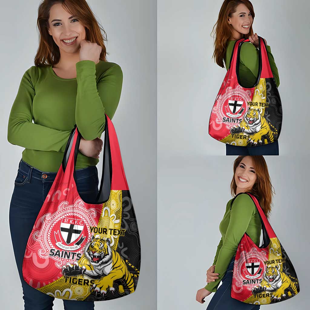 Personalised Richmond And St Kilda Football Grocery Bag Tigers Saints Together Aboriginal Art