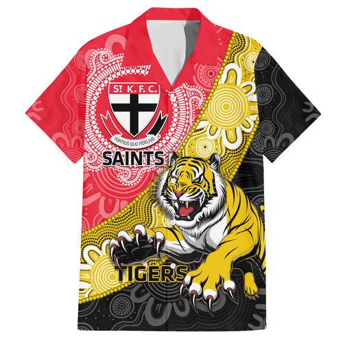 Personalised Richmond And St Kilda Football Hawaiian Shirt Tigers Saints Together Aboriginal Art