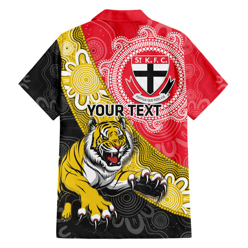 Personalised Richmond And St Kilda Football Hawaiian Shirt Tigers Saints Together Aboriginal Art