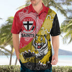 Personalised Richmond And St Kilda Football Hawaiian Shirt Tigers Saints Together Aboriginal Art