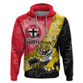Personalised Richmond And St Kilda Football Hoodie Tigers Saints Together Aboriginal Art