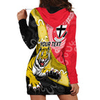 Personalised Richmond And St Kilda Football Hoodie Dress Tigers Saints Together Aboriginal Art