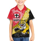 Personalised Richmond And St Kilda Football Kid Hawaiian Shirt Tigers Saints Together Aboriginal Art