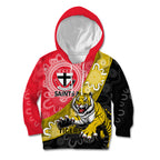 Personalised Richmond And St Kilda Football Kid Hoodie Tigers Saints Together Aboriginal Art