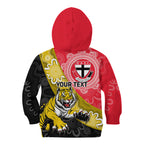 Personalised Richmond And St Kilda Football Kid Hoodie Tigers Saints Together Aboriginal Art