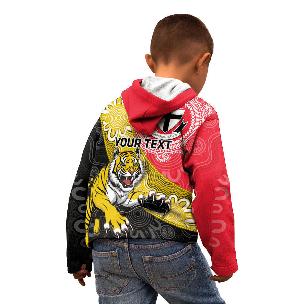 Personalised Richmond And St Kilda Football Kid Hoodie Tigers Saints Together Aboriginal Art