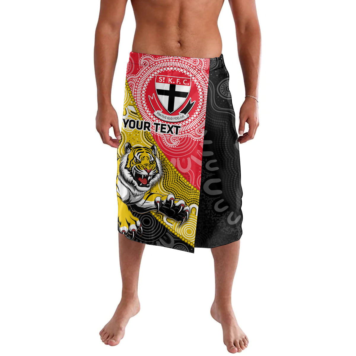 Personalised Richmond And St Kilda Football Lavalava Tigers Saints Together Aboriginal Art