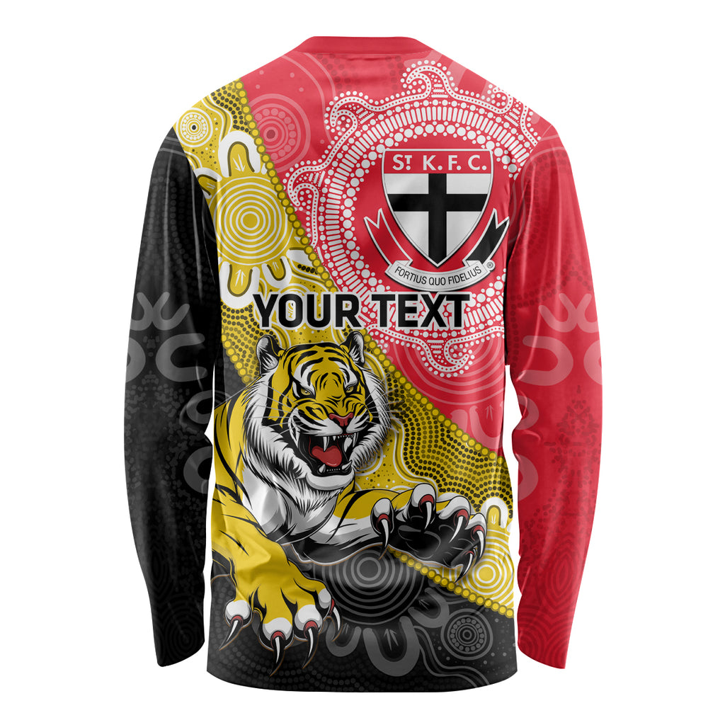Personalised Richmond And St Kilda Football Long Sleeve Shirt Tigers Saints Together Aboriginal Art