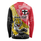 Personalised Richmond And St Kilda Football Long Sleeve Shirt Tigers Saints Together Aboriginal Art