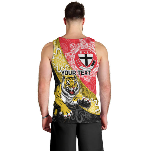 Personalised Richmond And St Kilda Football Men Tank Top Tigers Saints Together Aboriginal Art