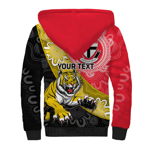 Personalised Richmond And St Kilda Football Sherpa Hoodie Tigers Saints Together Aboriginal Art