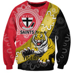 Personalised Richmond And St Kilda Football Sweatshirt Tigers Saints Together Aboriginal Art