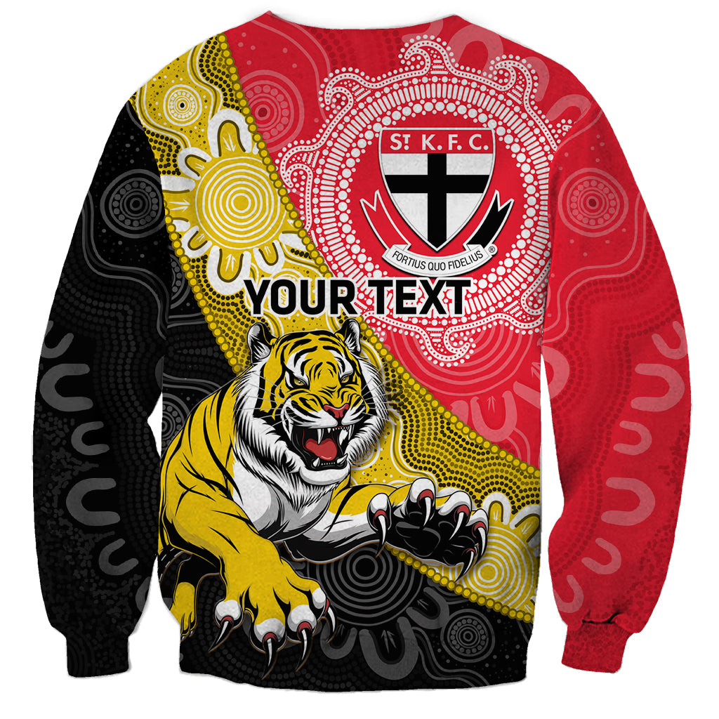 Personalised Richmond And St Kilda Football Sweatshirt Tigers Saints Together Aboriginal Art
