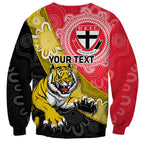 Personalised Richmond And St Kilda Football Sweatshirt Tigers Saints Together Aboriginal Art