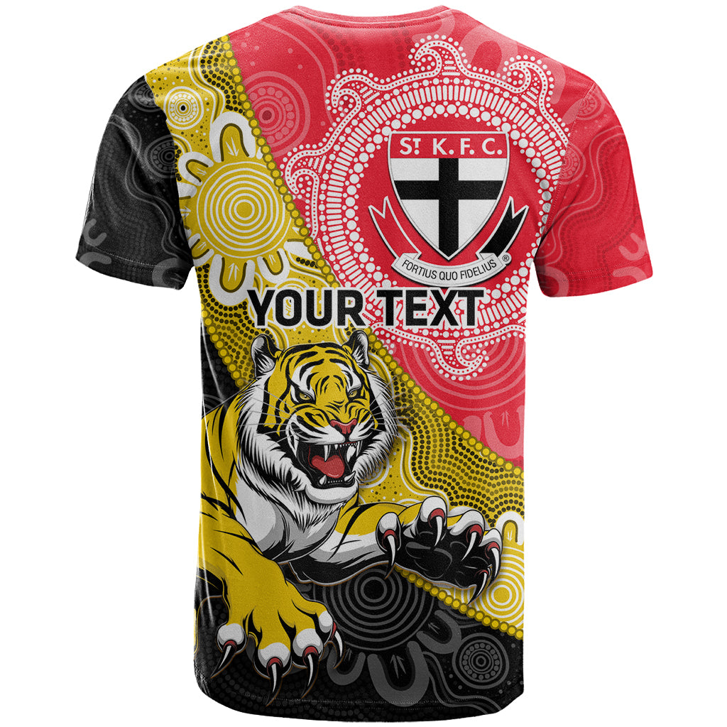 Personalised Richmond And St Kilda Football T Shirt Tigers Saints Together Aboriginal Art