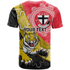 Personalised Richmond And St Kilda Football T Shirt Tigers Saints Together Aboriginal Art