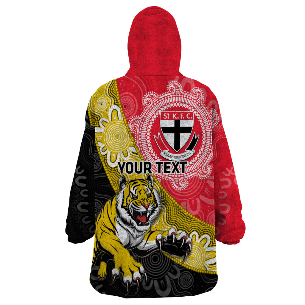 Personalised Richmond And St Kilda Football Wearable Blanket Hoodie Tigers Saints Together Aboriginal Art