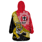 Personalised Richmond And St Kilda Football Wearable Blanket Hoodie Tigers Saints Together Aboriginal Art