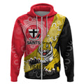 Personalised Richmond And St Kilda Football Zip Hoodie Tigers Saints Together Aboriginal Art