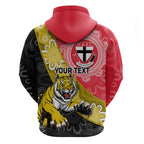 Personalised Richmond And St Kilda Football Zip Hoodie Tigers Saints Together Aboriginal Art