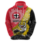 Personalised Richmond And St Kilda Football Zip Hoodie Tigers Saints Together Aboriginal Art