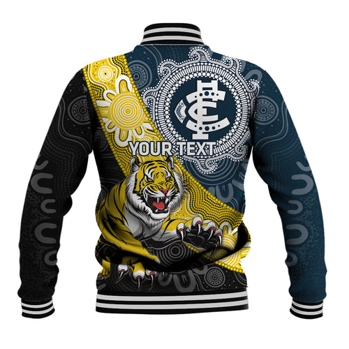 Personalised Richmond And Carlton Football Baseball Jacket Tigers BluesTogether Aboriginal Art