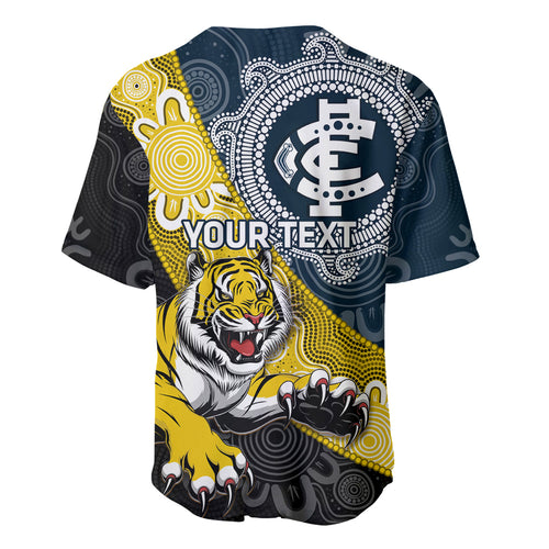 Personalised Richmond And Carlton Football Baseball Jersey Tigers BluesTogether Aboriginal Art