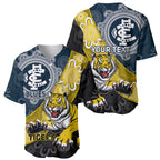 Personalised Richmond And Carlton Football Baseball Jersey Tigers BluesTogether Aboriginal Art