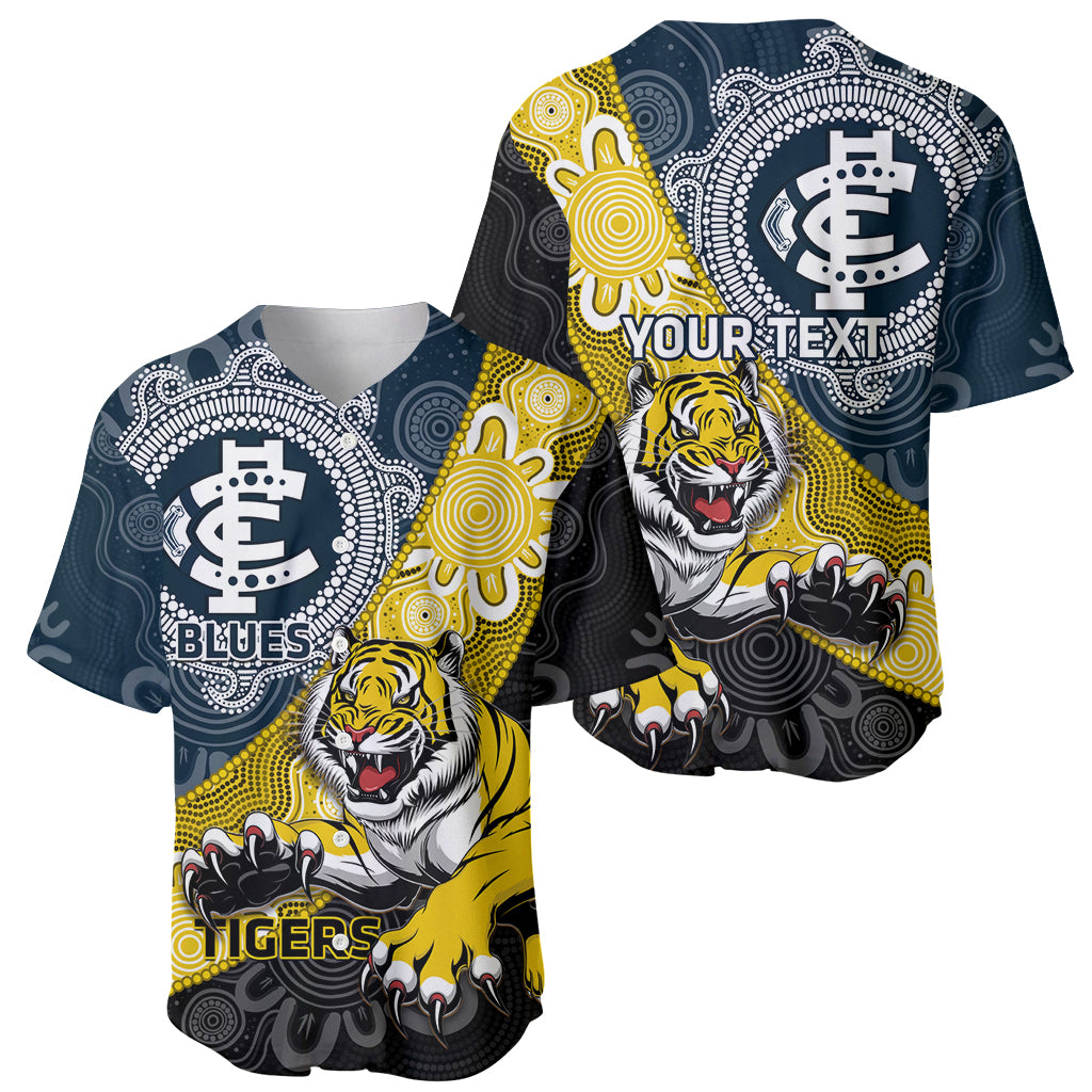 Personalised Richmond And Carlton Football Baseball Jersey Tigers BluesTogether Aboriginal Art